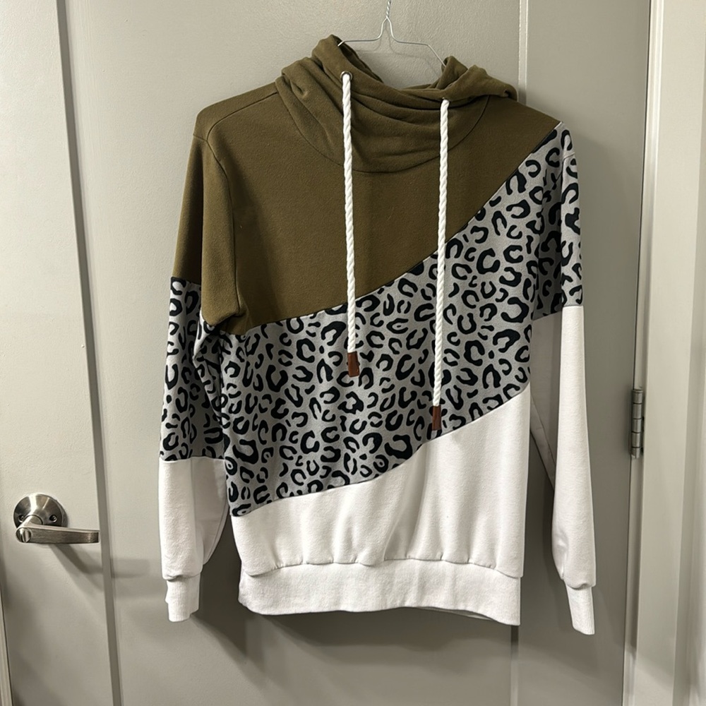 Leopard block hoodie